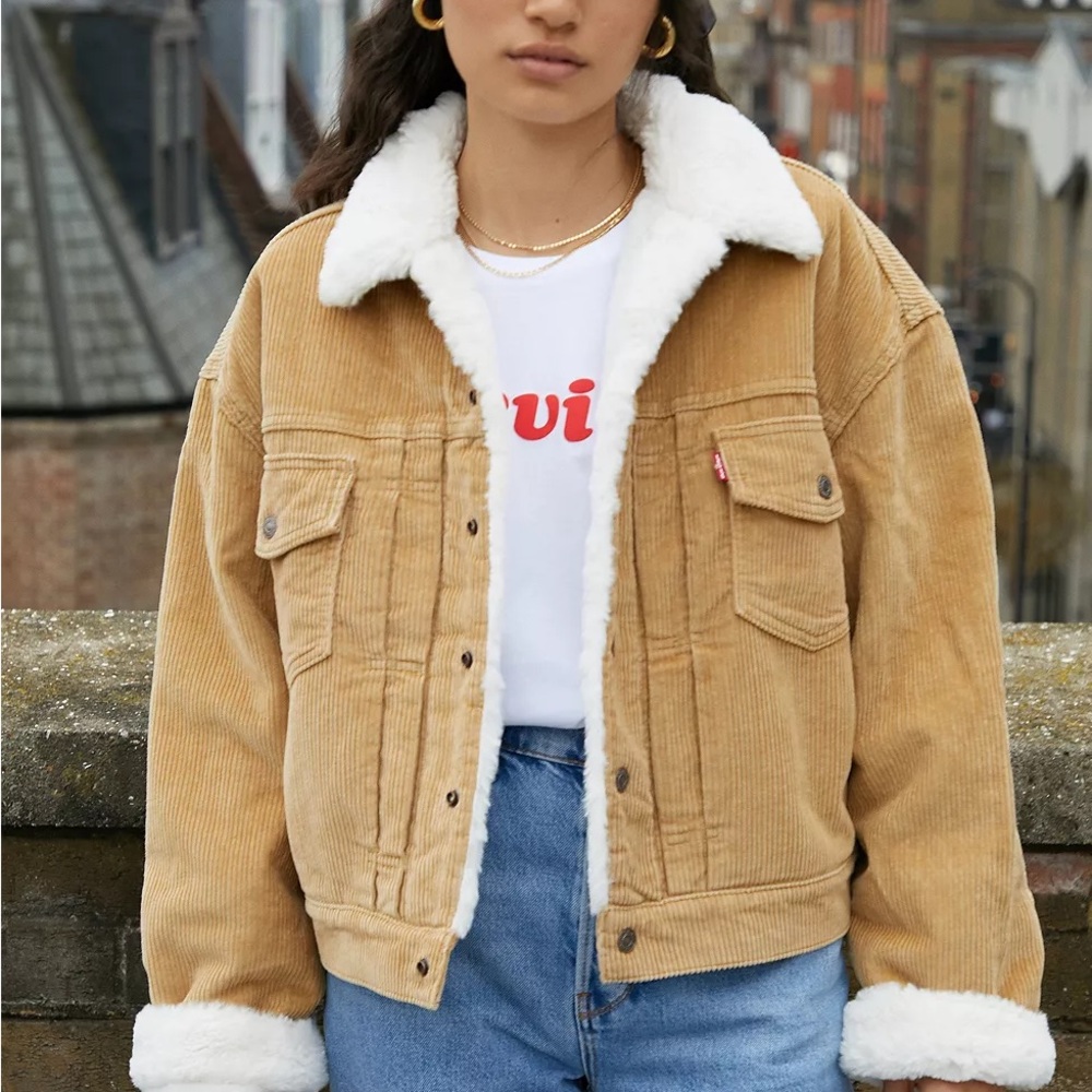 SOLD OUT NWOT Levi's New Heritage Faux Fur Lined Cord Trucker Jacket - Picture 2 of 6